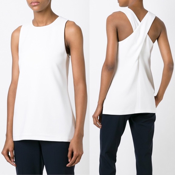 Theory Tops - Theory White Parieom Cross Back Tunic Tank sz S